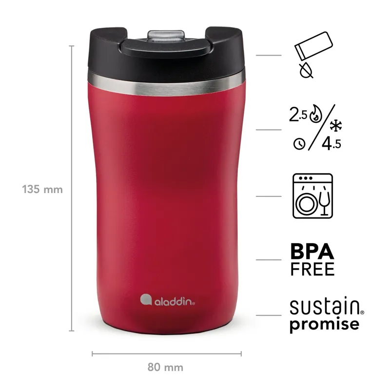 Aladdin Cafe Leak-Lock Stainless Steel Mug 0.25L in Cherry Red-2
