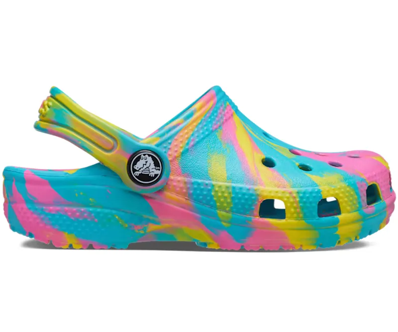 Crocs Classic Marbled Clog Toddler in Digital Aqua/Multi