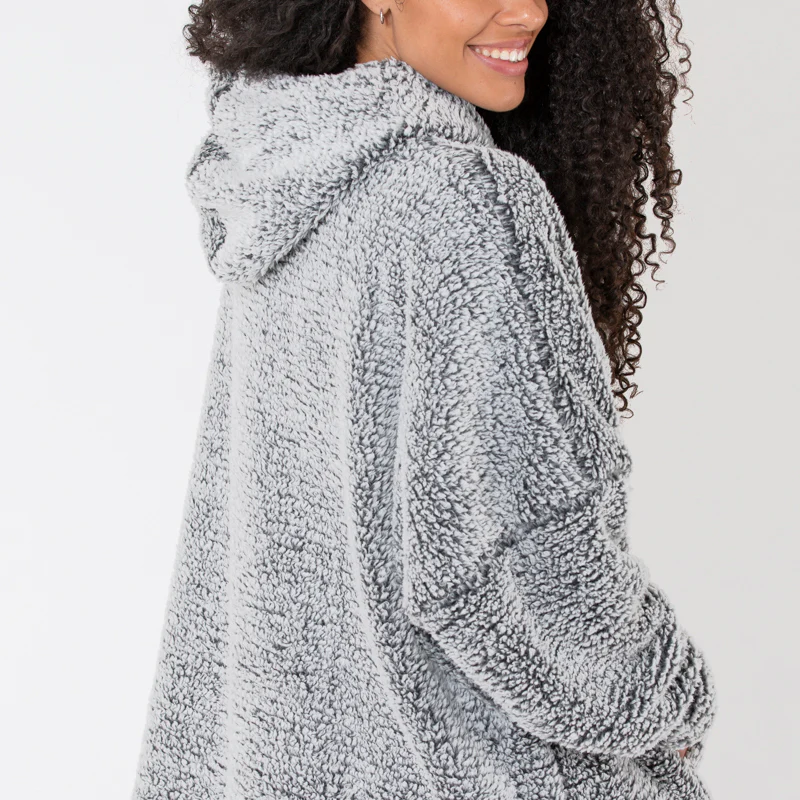 Bedroom Athletics Esme bobble Sherpa blanket hoodie in Trace Grey-4
