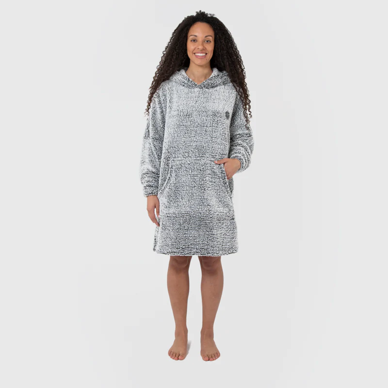 Bedroom Athletics Esme bobble Sherpa blanket hoodie in Trace Grey-2
