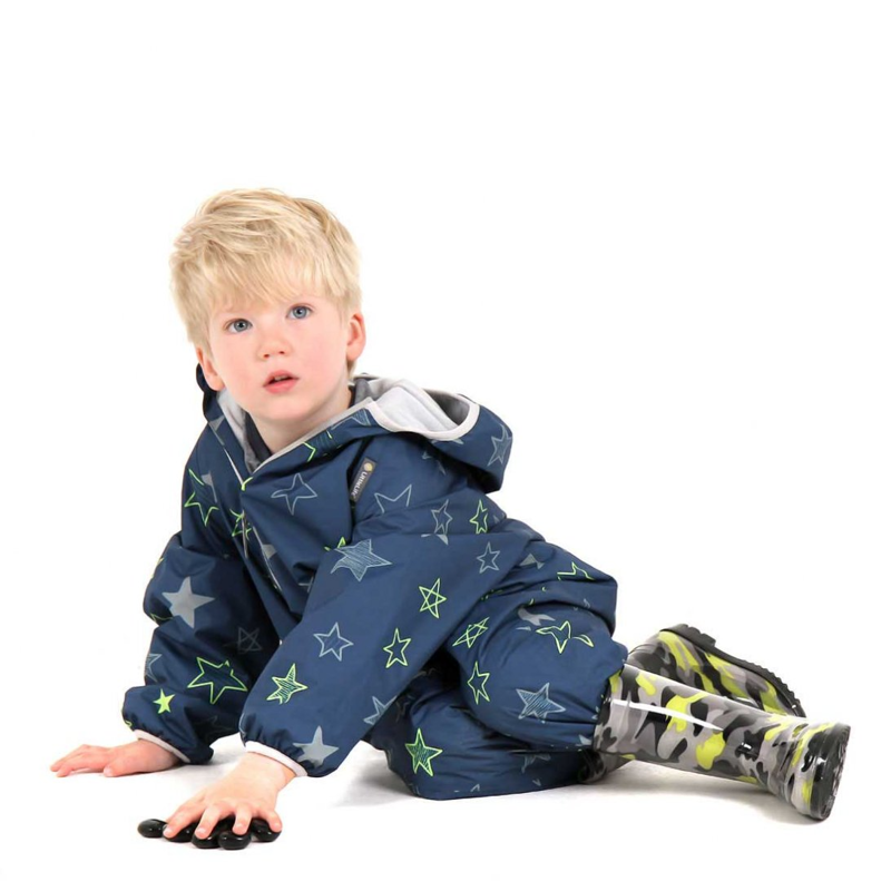 Littlelife Waterproof All In One Fleece Lined Suit Kids in Navy Stars-2