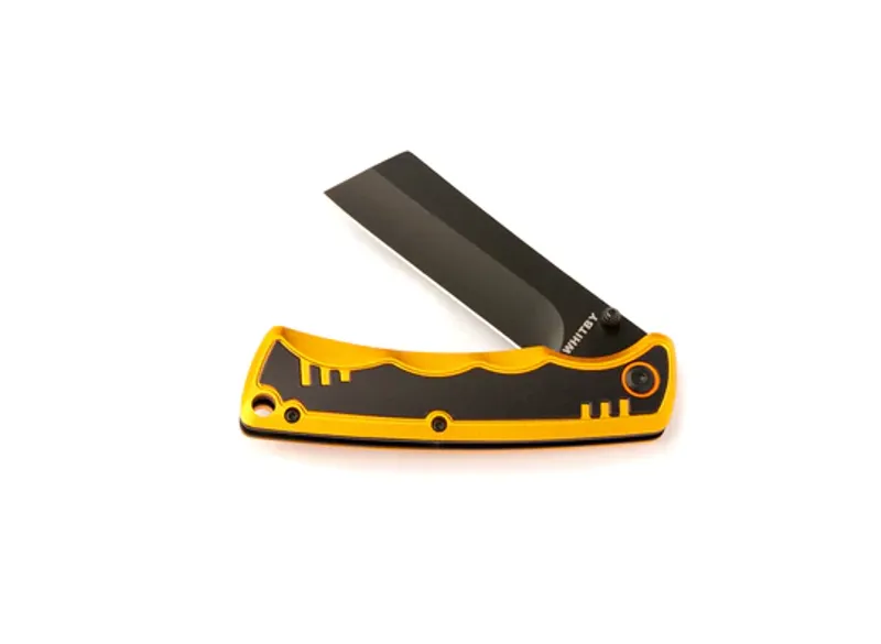 Whitby Cleaver Liner Lock Knife in Orange-1