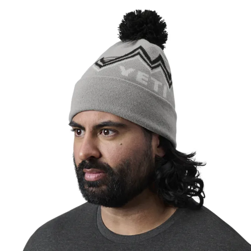 Yeti Freestyle Knitted Beanie in Grey/Black-3