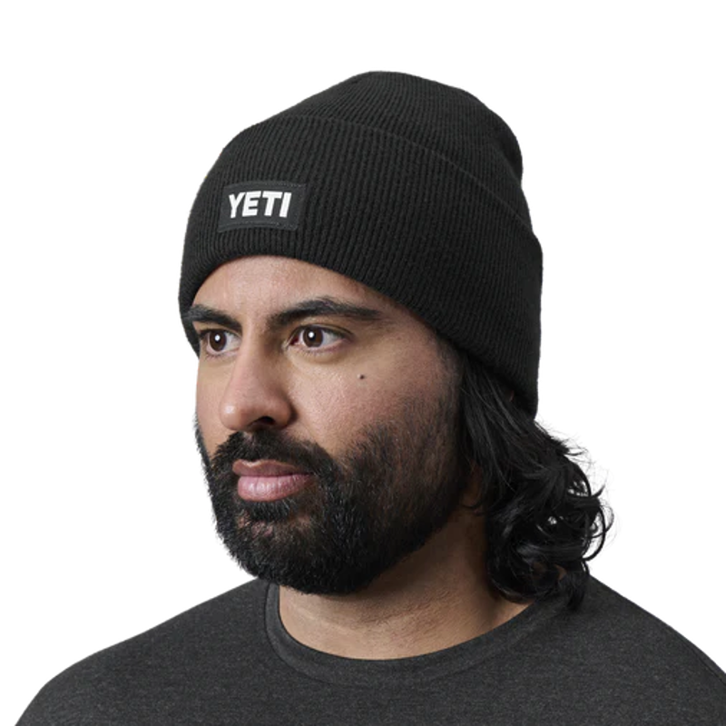 Yeti Logo Badge Knitted Beanie in Black-3