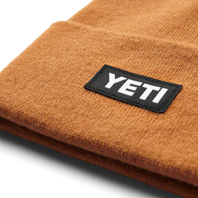 Yeti Logo Badge Knitted Beanie in Gold-1