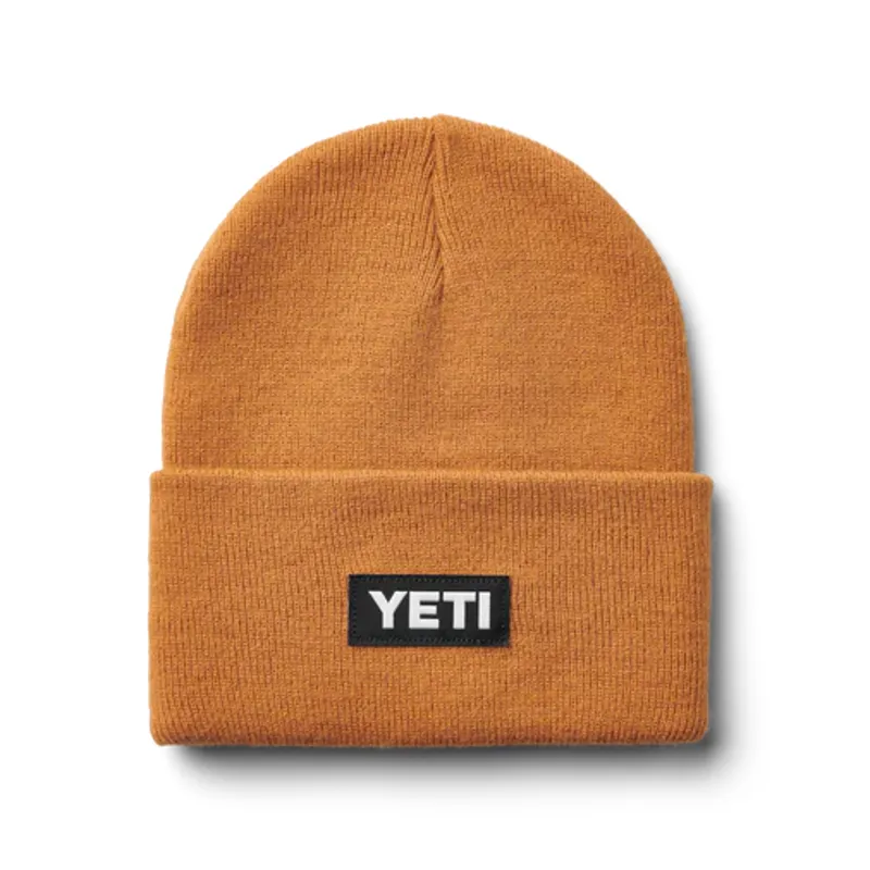 Yeti Logo Badge Knitted Beanie in Gold