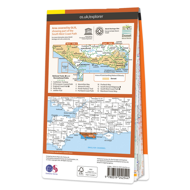 Ordnance Survey Purbeck and south Dorset Map Weather Proof-1