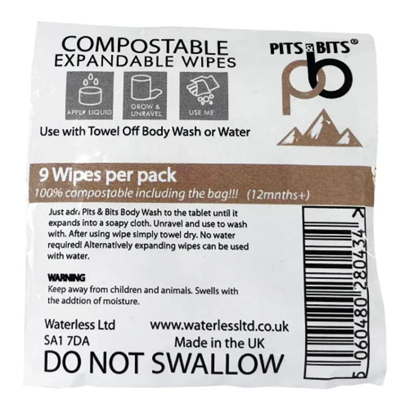 Pits and Bits Compostable Expandable Wipes