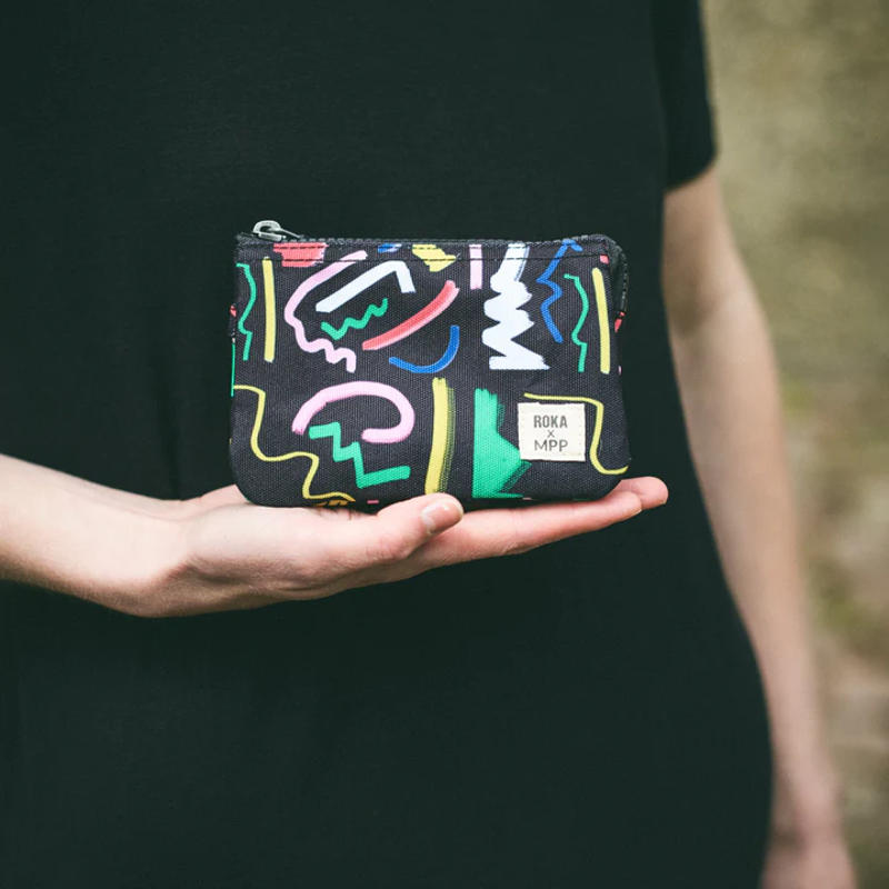 Roka x MPP Carnaby Scribble Print Small Recycled Canvas Wallet-3