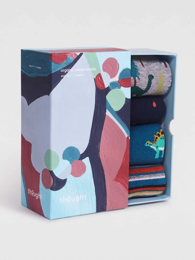 Thought Eull Bamboo Christmas Dinosaur Sock Box Mens