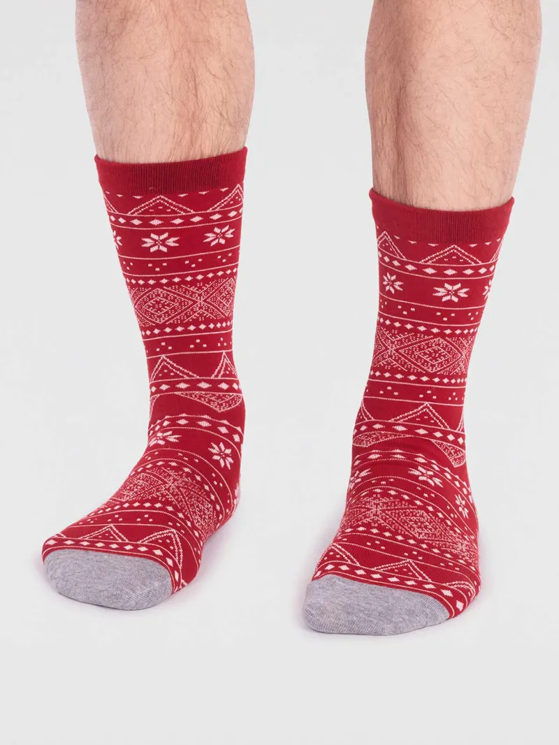 Thought Joseph GOTS Organic Cotton Christmas Jumper Sock Box Mens -9