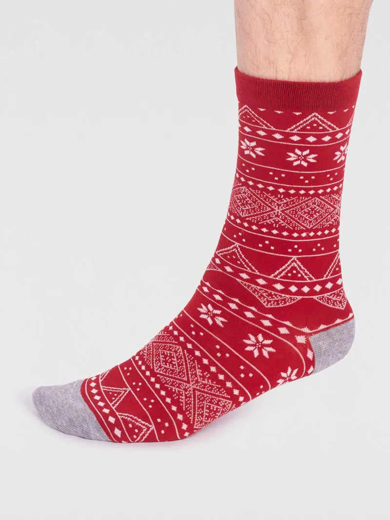 Thought Joseph GOTS Organic Cotton Christmas Jumper Sock Box Mens -6