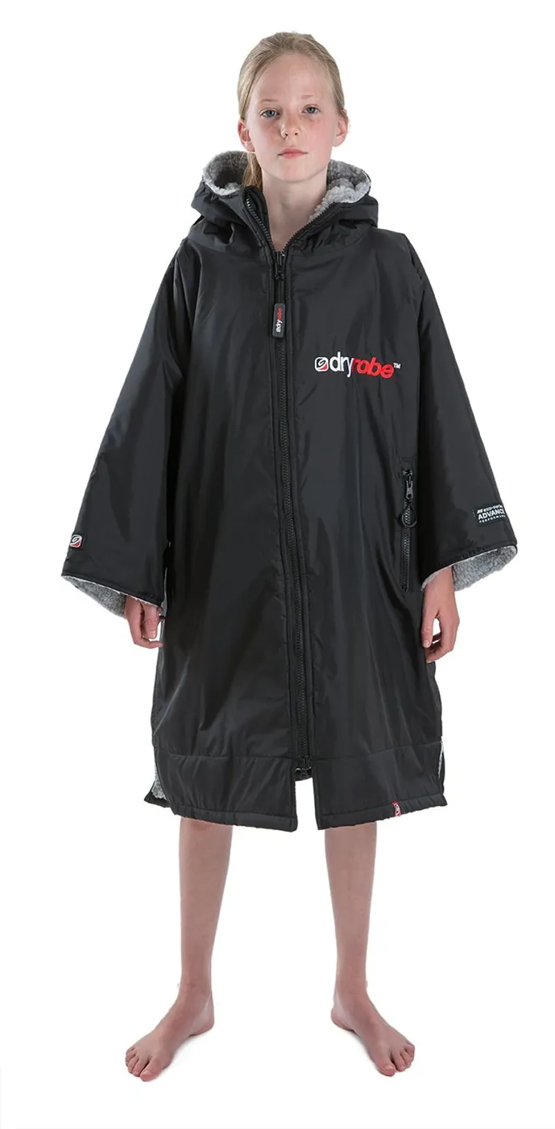 Dryrobe Advance Short Sleeve Kids in Black/Grey