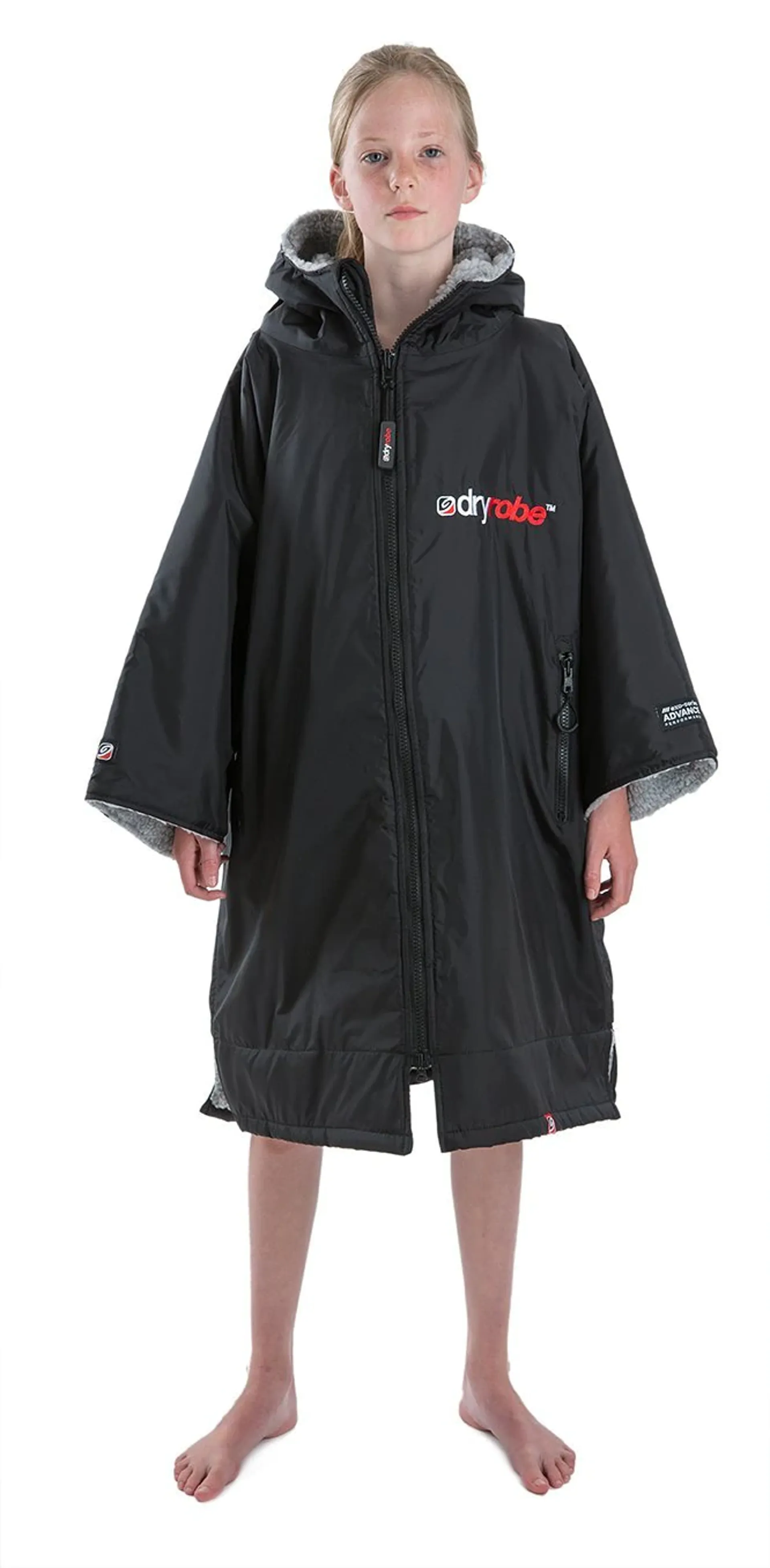 Dryrobe Advance Short Sleeve Kids in Black/Grey