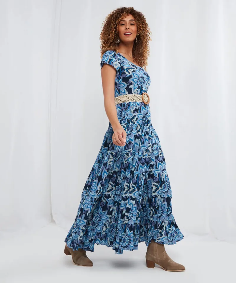 Joe Browns Tabitha Crinkle Cotton Dress Womens in Blue-4