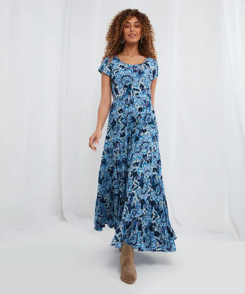 Joe Browns Tabitha Crinkle Cotton Dress Womens in Blue