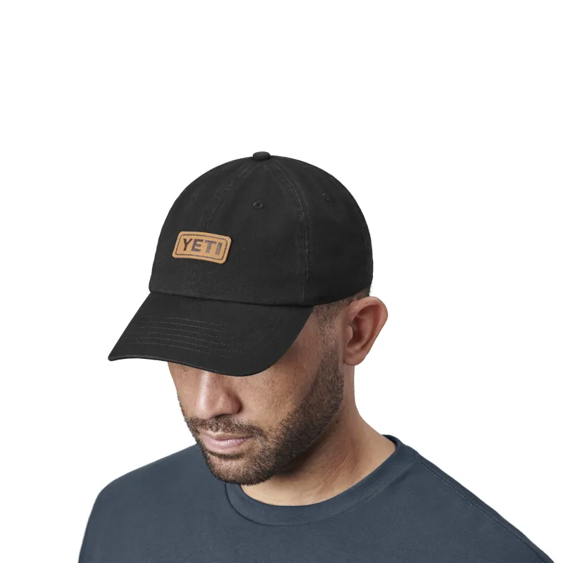 Yeti Leather Logo Badge Hat in Black