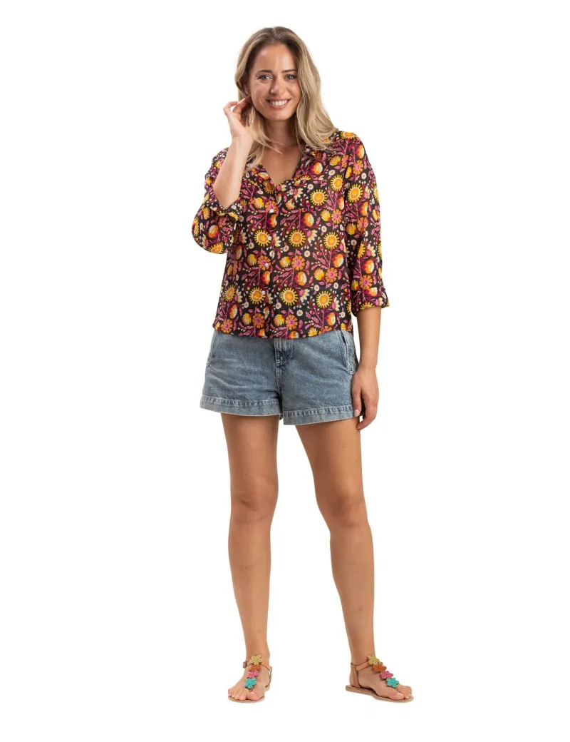 Terre Rouge Cotton Shirt Womens in Black Jannat