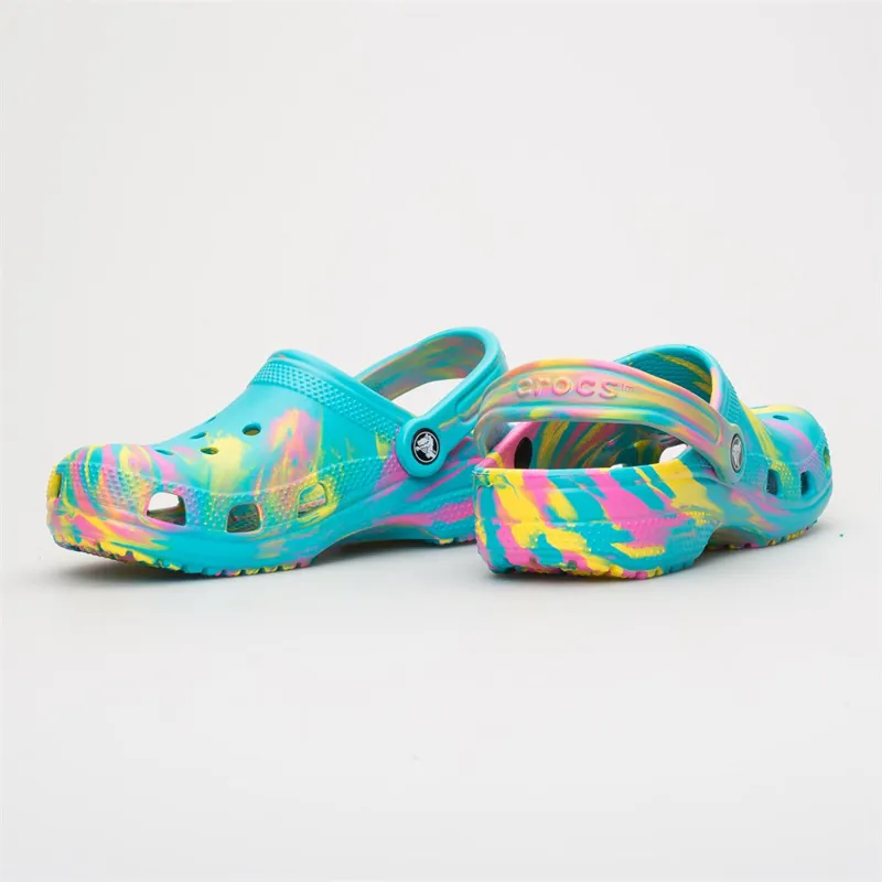 Crocs Classic Marbled Clog Kids in Aqua Multi-2