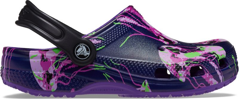 Crocs Classic Meta Scape Clog Kids in Neon Purple/Multi-5