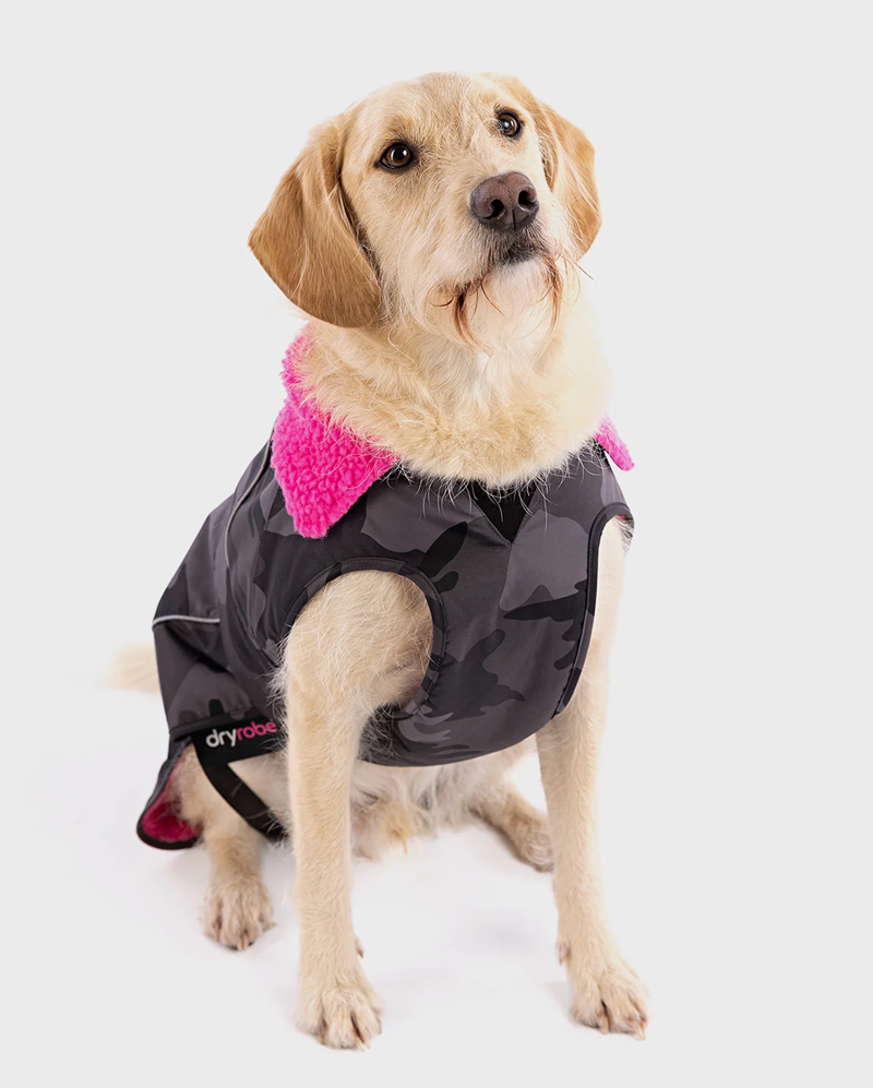 Dryrobe Dog Drying Robe V3 in Black Camo/Pink-1