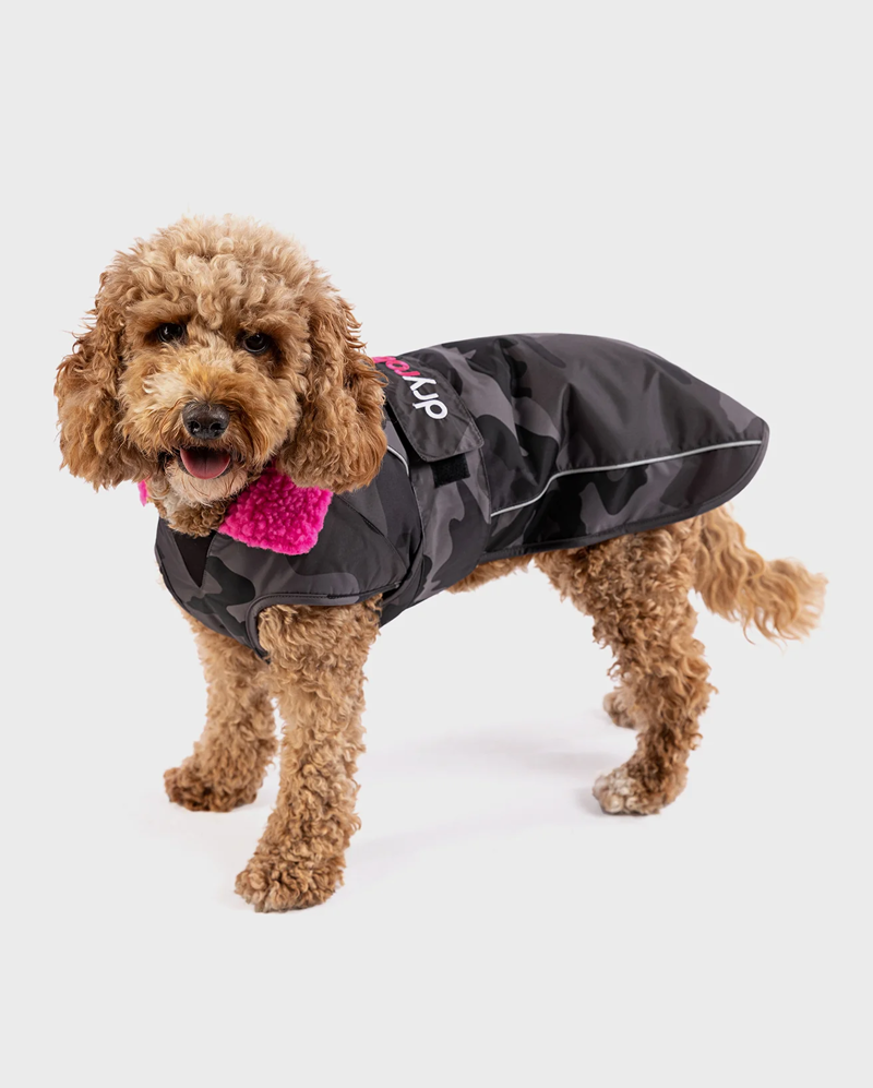 Dryrobe Dog Drying Robe V3 in Black Camo/Pink-2