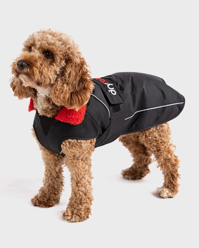 Dryrobe Dog Drying Robe V3 in Black/Red-1