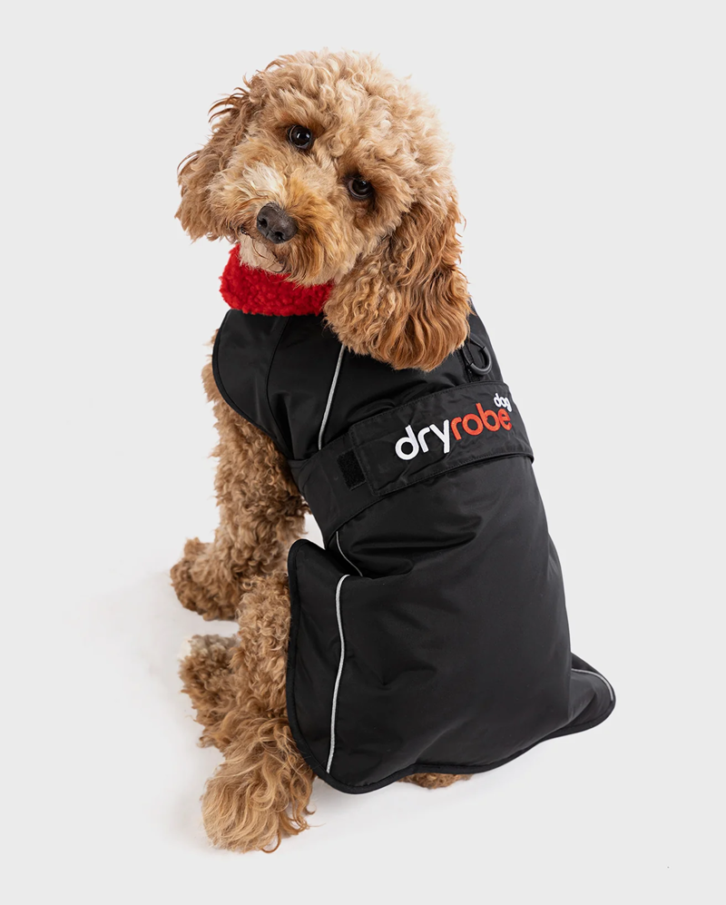 Dryrobe Dog Drying Robe V3 in Black/Red-2