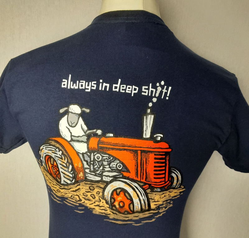 Baaad Flockers Always in Deep Sh t! T-shirt Mens in Navy-1