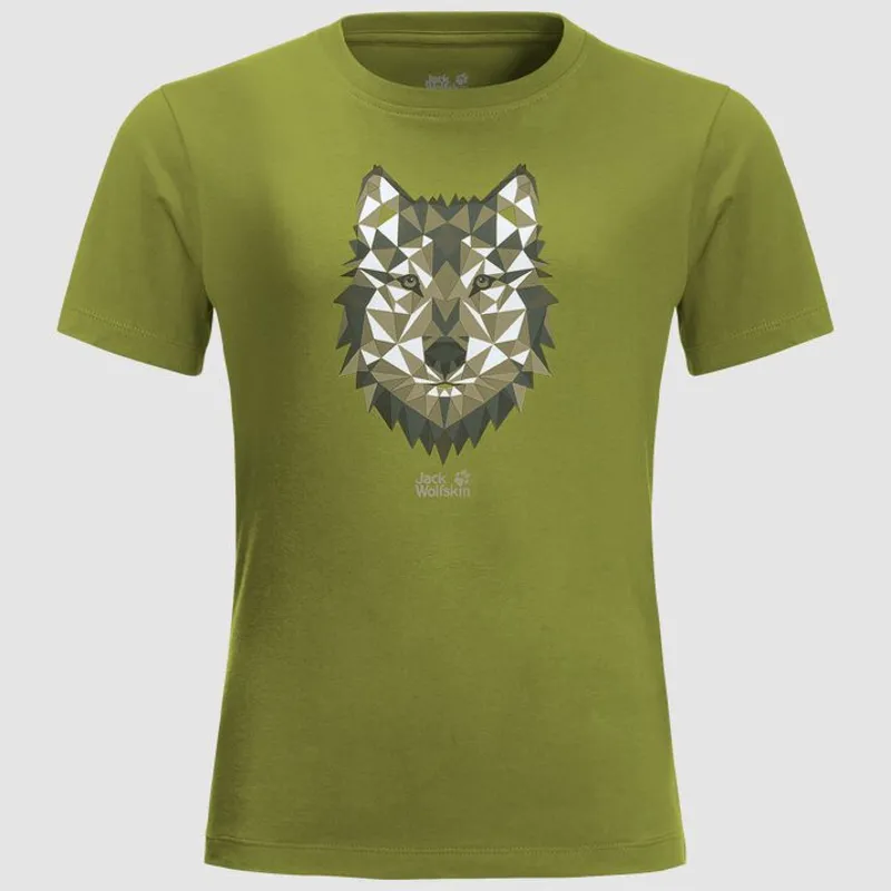 Jack Wolfskin Brand Wolf T Kids in Green Tea | Sport-T-Shirts