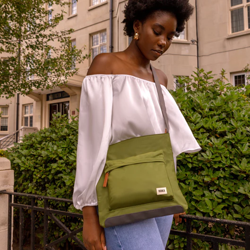 Roka Kensington B Sustainable Cross Body Bag in Avocado-6