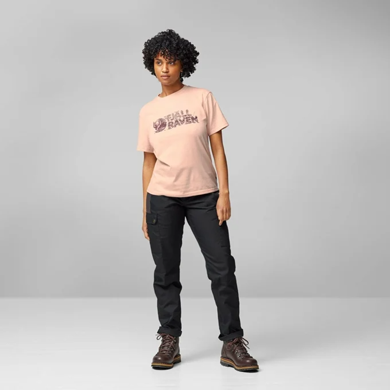Fjallraven Lush Logo T-shirt Womens in Chalk Rose-2