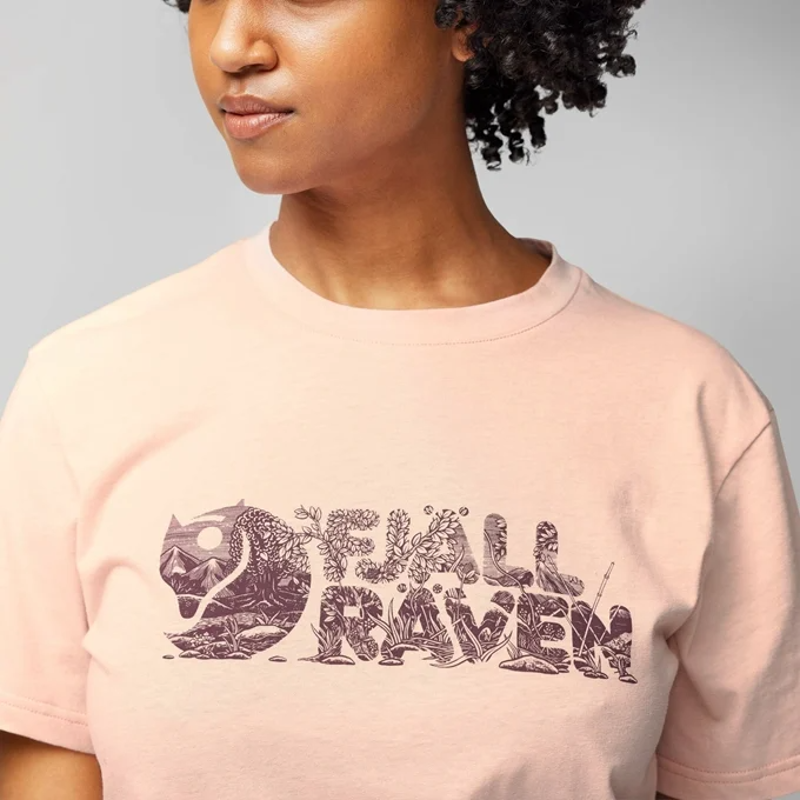 Fjallraven Lush Logo T-shirt Womens in Chalk Rose-4