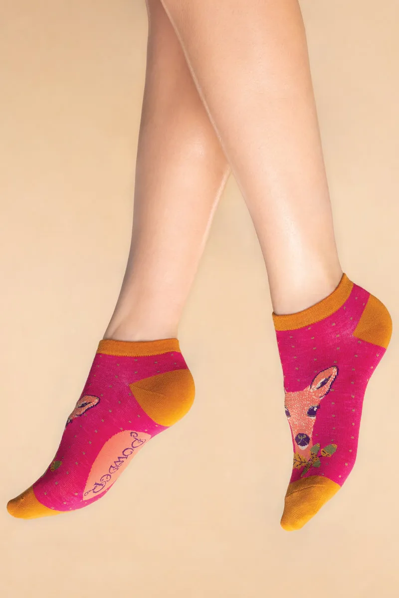 Powder Enchanted Evening Doe Trainer Socks in Fuchsia