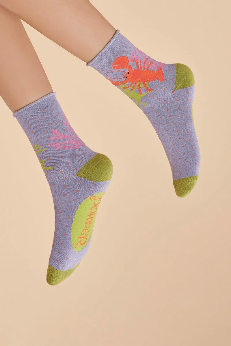 Powder Lobster Buddies Ankle Socks in Lavender