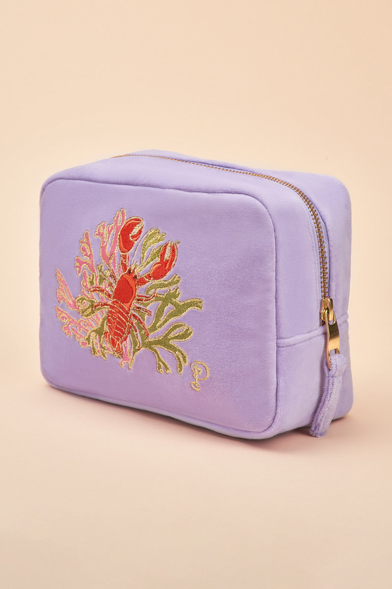 Powder Velvet Make Up Bag in Lobster Buddies-1