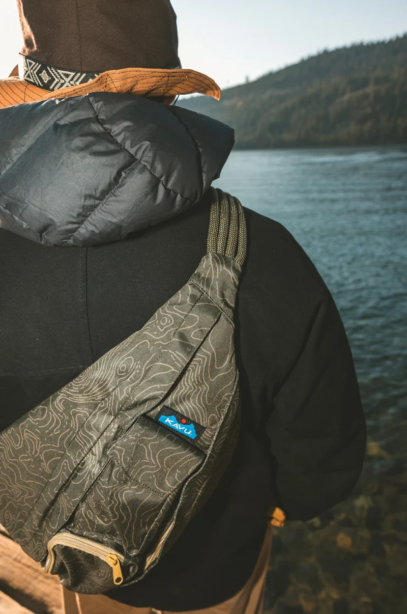 Kavu Rope Sling Bag in Olive Topo-5