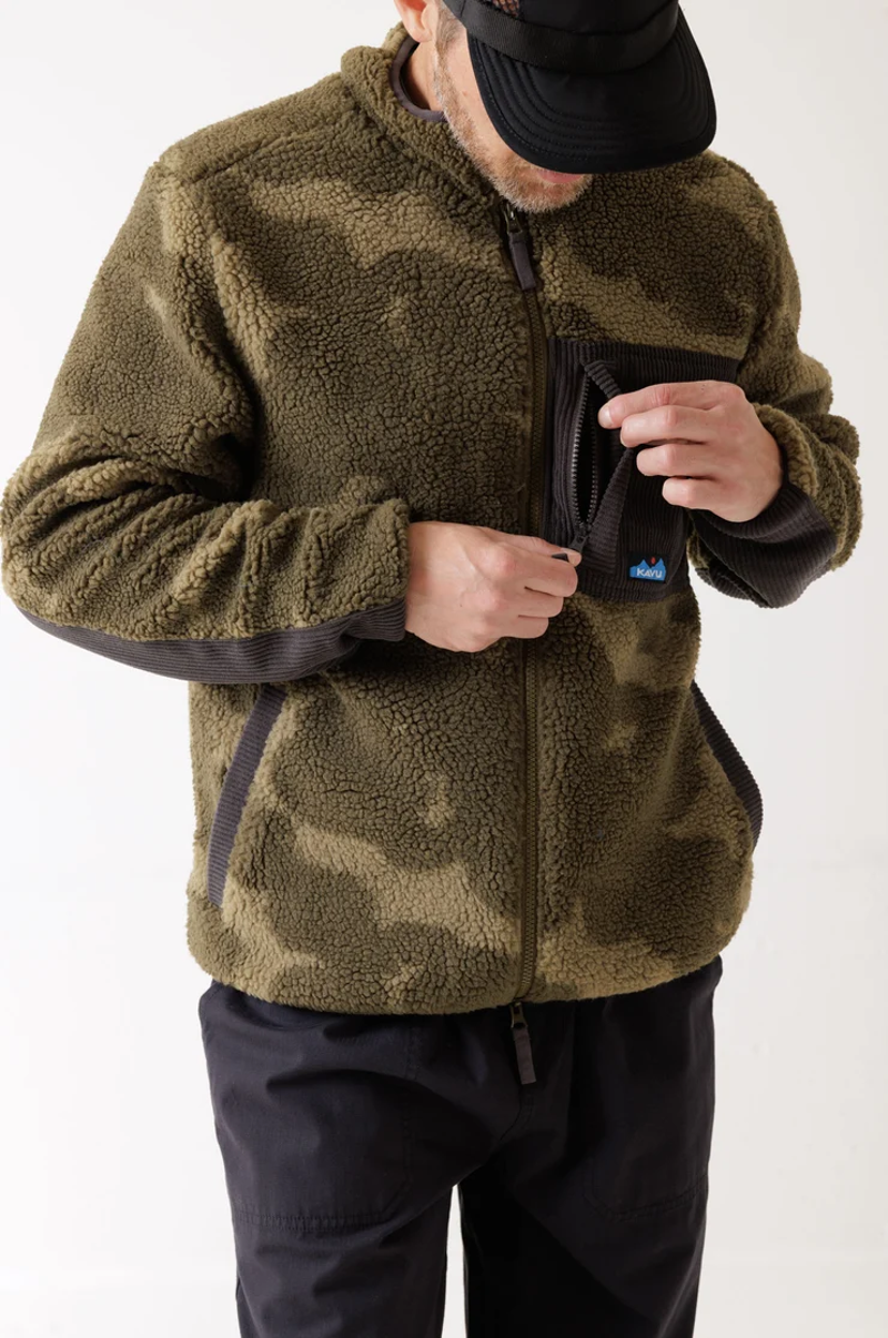 Kavu Wayside Fleece Mens in Camo Blur-1