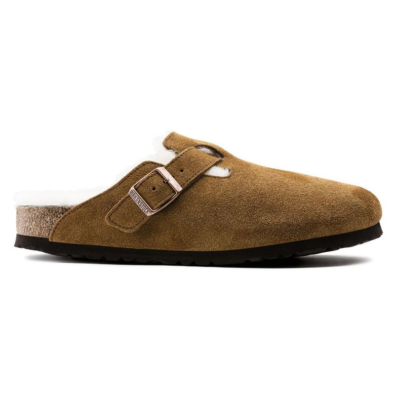 Birkenstock Boston Shearling Suede Leather Clogs in Mink-5