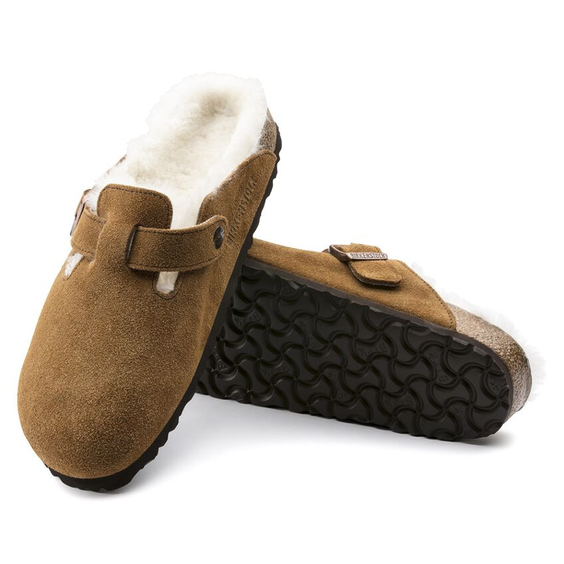 Birkenstock Boston Shearling Suede Leather Clogs in Mink-2