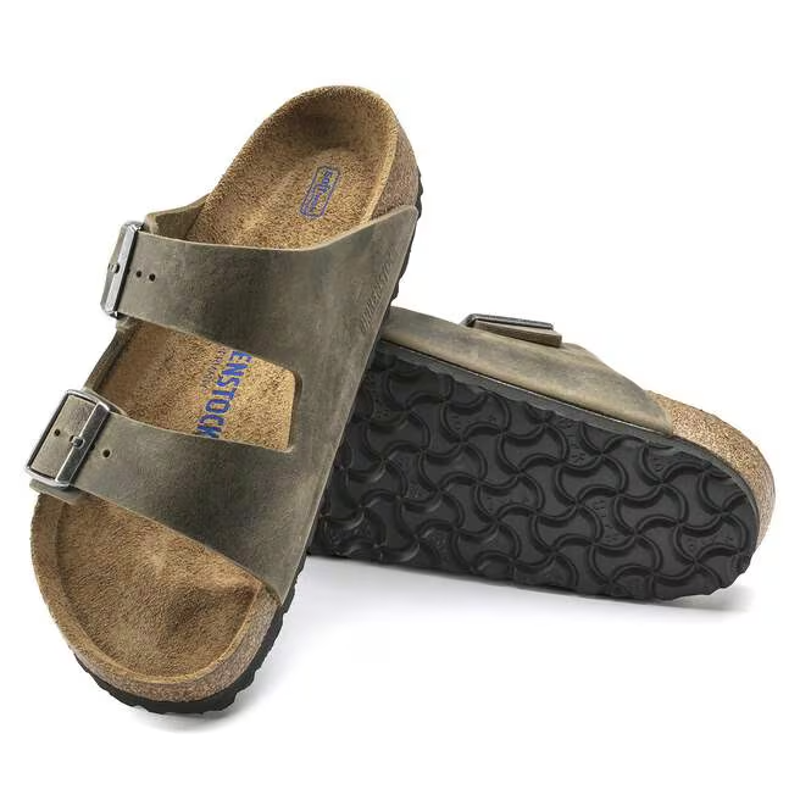 Birkenstock Arizona Soft Footbed Oiled Leather in Faded Khaki-3