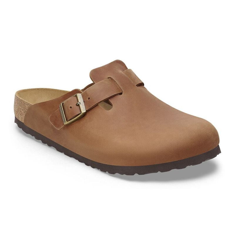 Birkenstock Boston Natural Leather Clogs in Oiled Cognac
