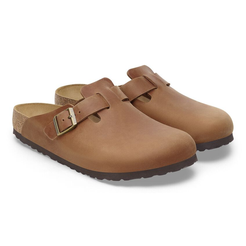 Birkenstock Boston Natural Leather Clogs in Oiled Cognac-3