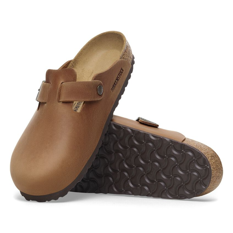 Birkenstock Boston Natural Leather Clogs in Oiled Cognac-1