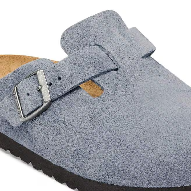 Birkenstock Boston Suede Leather Clog in Stone Blue-2