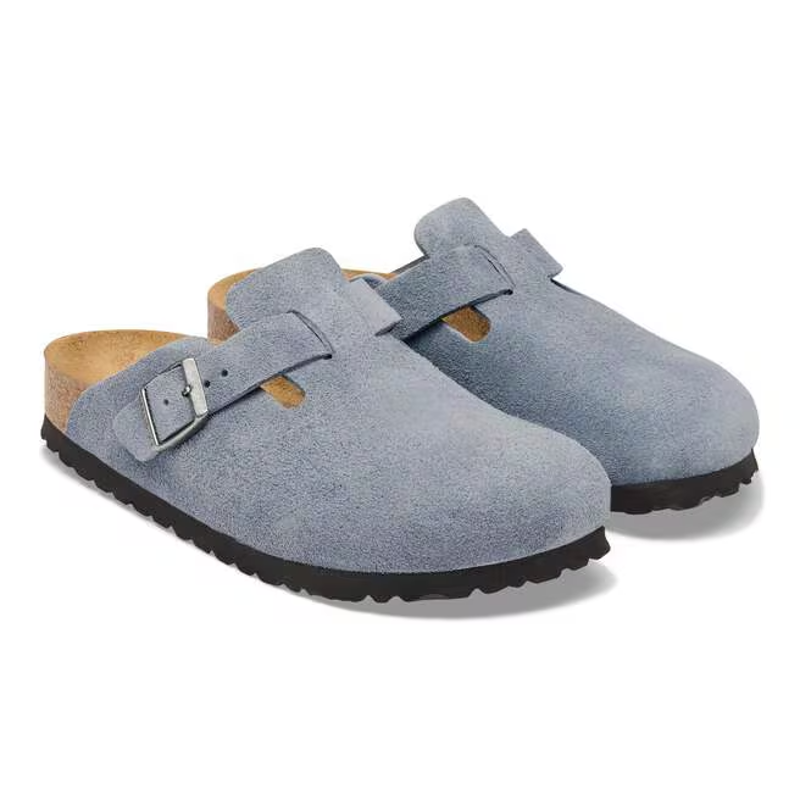 Birkenstock Boston Suede Leather Clog in Stone Blue-3