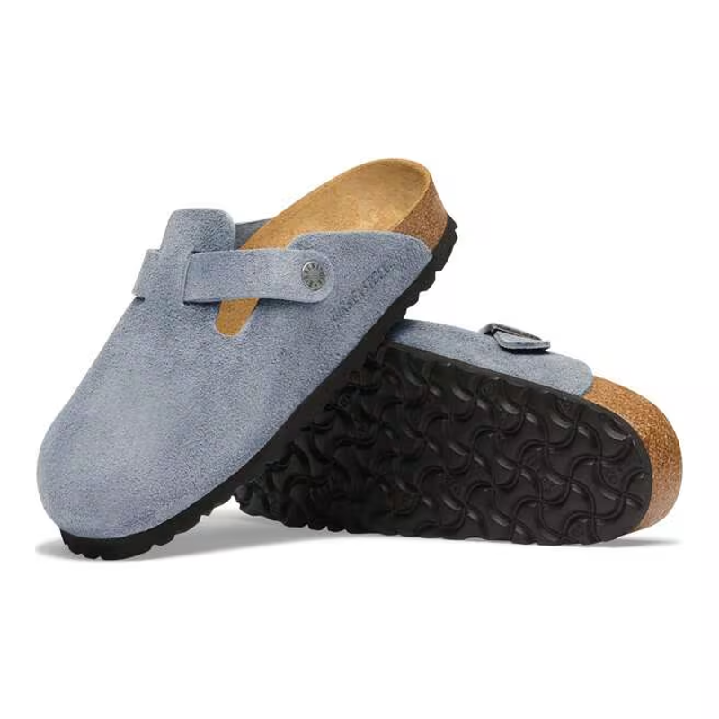Birkenstock Boston Suede Leather Clog in Stone Blue-4