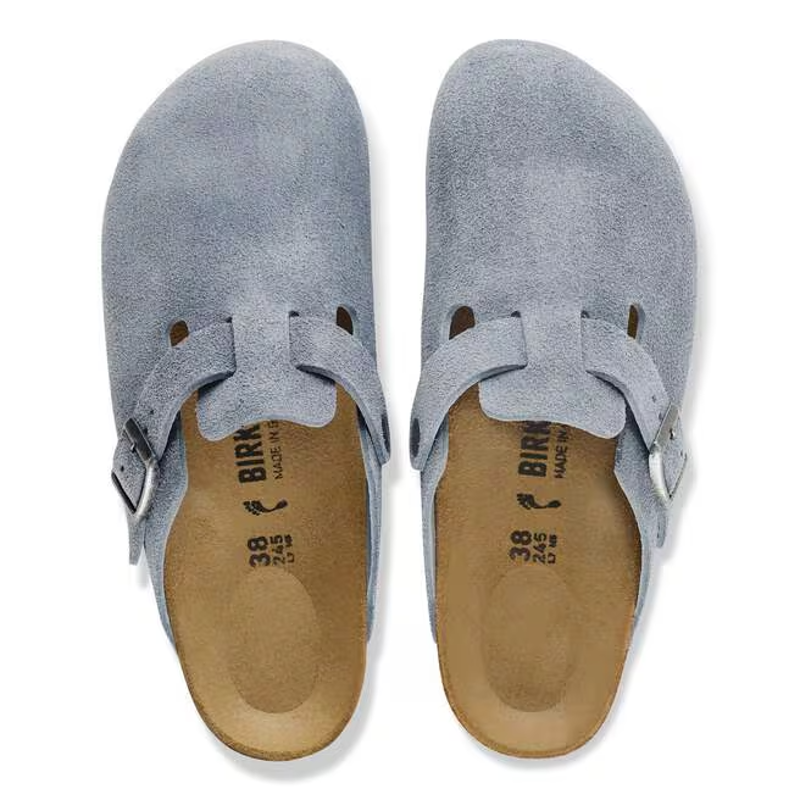 Birkenstock Boston Suede Leather Clog in Stone Blue-1
