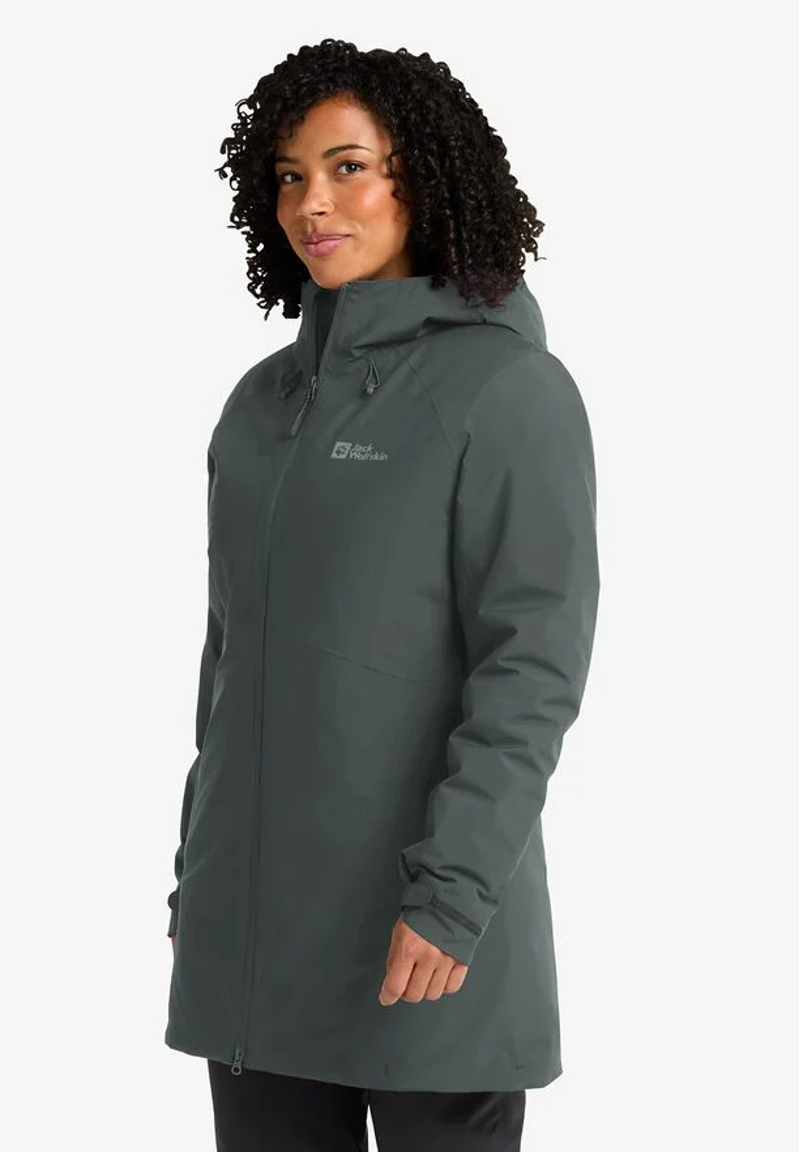 Jack Wolfskin Heidelstein Ins Waterproof Jacket Womens in Slate Green 