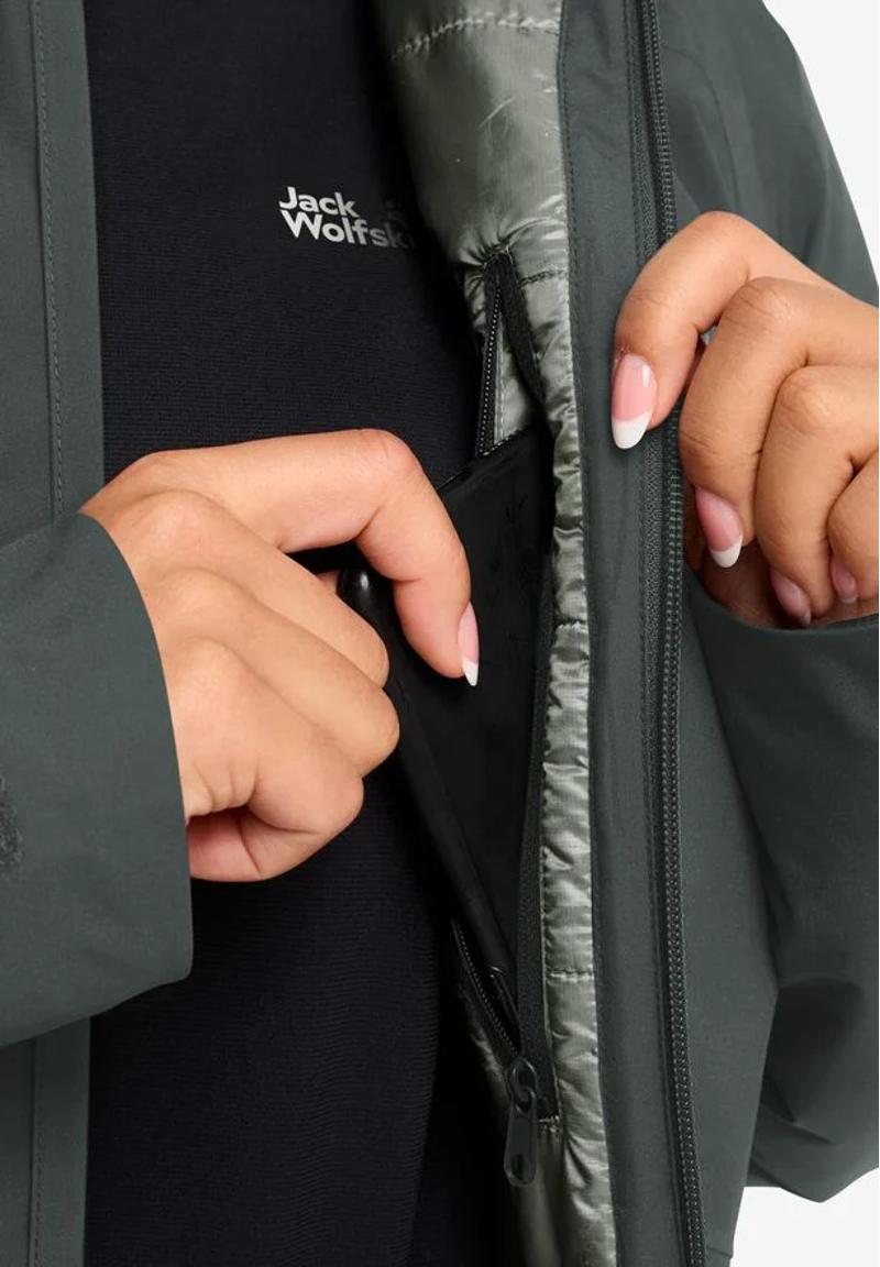 Jack Wolfskin Heidelstein Ins Waterproof Jacket Womens in Slate Green -3